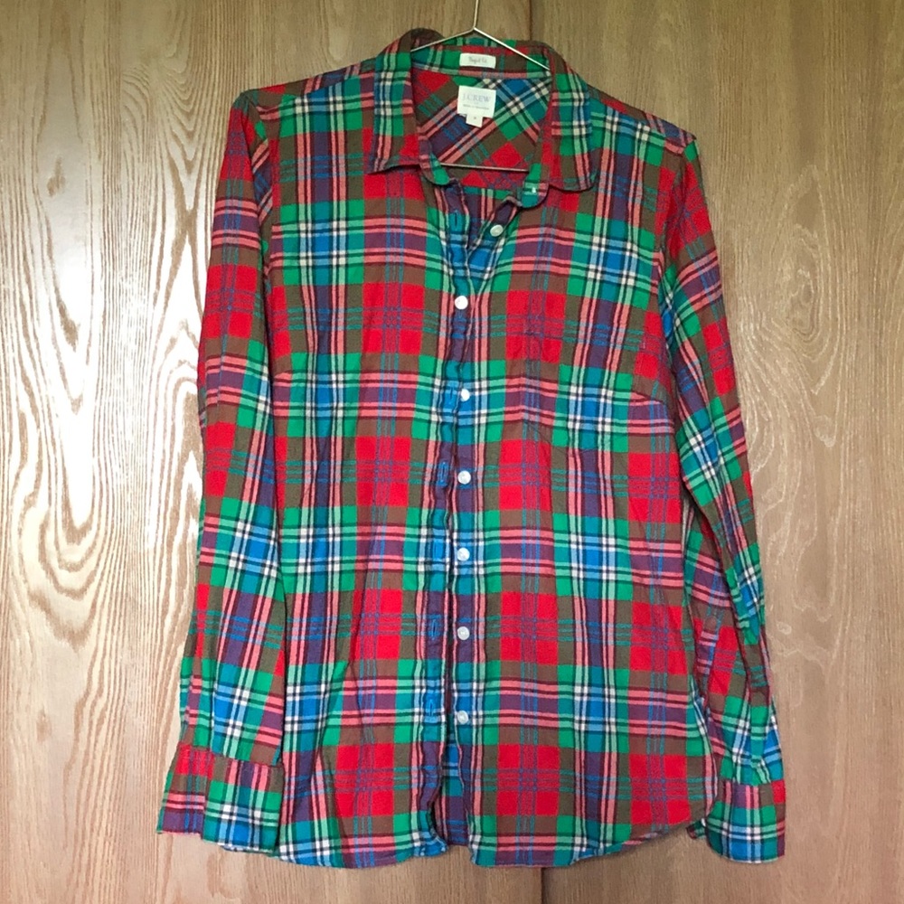 J. Crew Perfect Fit Plaid Top